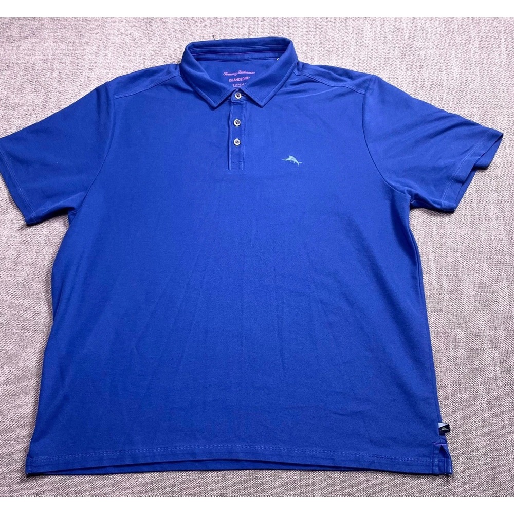 Tommy Bahama islandzone Polo Shirt Mens 2XL Blue Short Sleeve Performance Golf